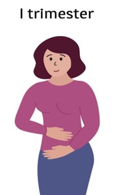 a woman with her hands on her stomach