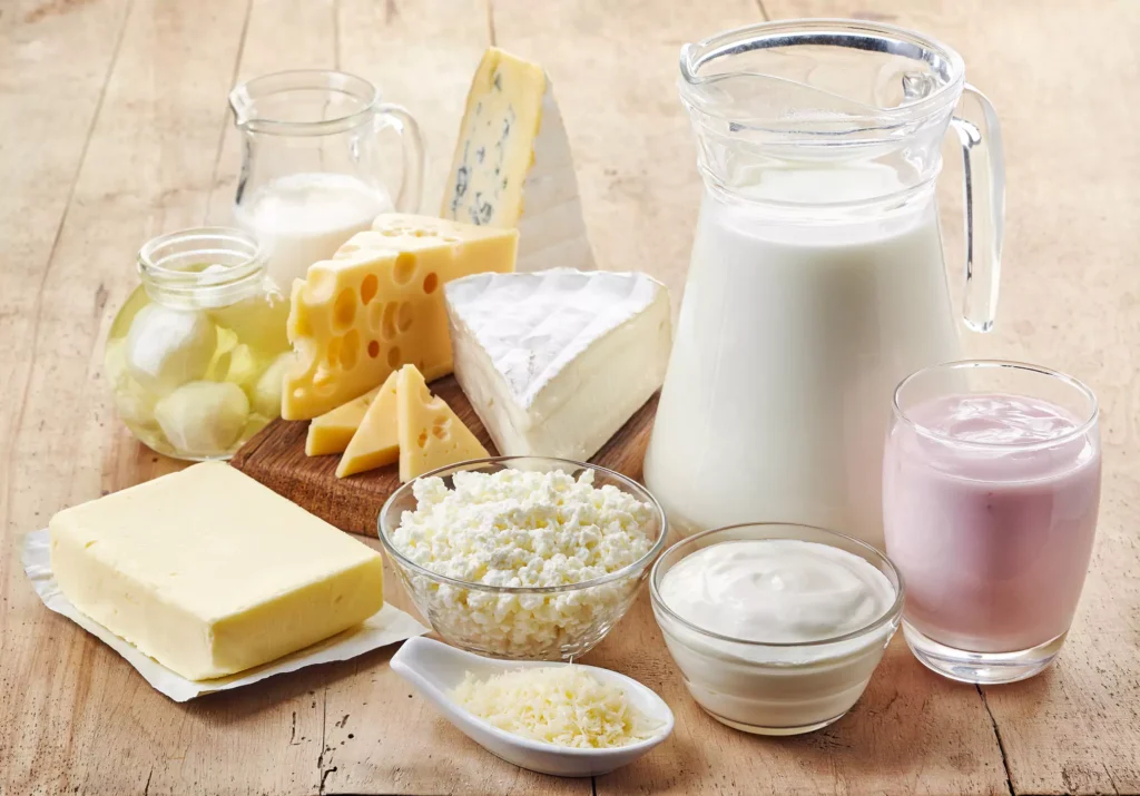 a group of different types of dairy products